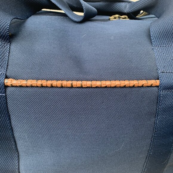 Tommy Bahama Canvas Travel Bag Mojito Blue Duffle Basketweave Trim 20" x 14" x 8 - Picture 6 of 12